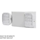 ASD LED dual square head emergency light with built-in 90 minute battery backup and white housing