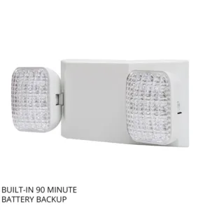 ASD LED dual square head emergency light with built-in 90 minute battery backup and white housing