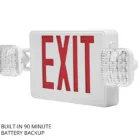 ASD EXL Series LED exit sign with dual emergency lights and battery backup for commercial safety lighting