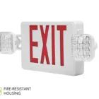 ASD EXL Series LED exit sign with dual emergency lights and battery backup for commercial safety lighting