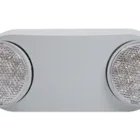 ASD LED dual head emergency light with white fire-resistant housing and adjustable LED heads