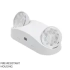 ASD LED dual head emergency light with white fire-resistant housing and adjustable LED heads