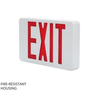 ASD LED Double Side Exit Sign with red EXIT lettering and fire-resistant white housing